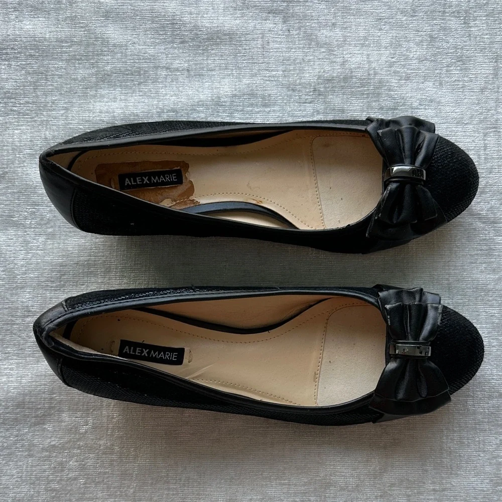 Alex Marie Black Flats with Bow Detail (8.5)